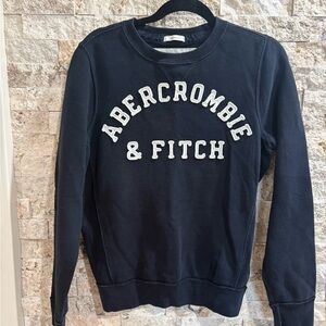 Abercrombie & Fitch Navy Crewneck with White Appliqué Logo